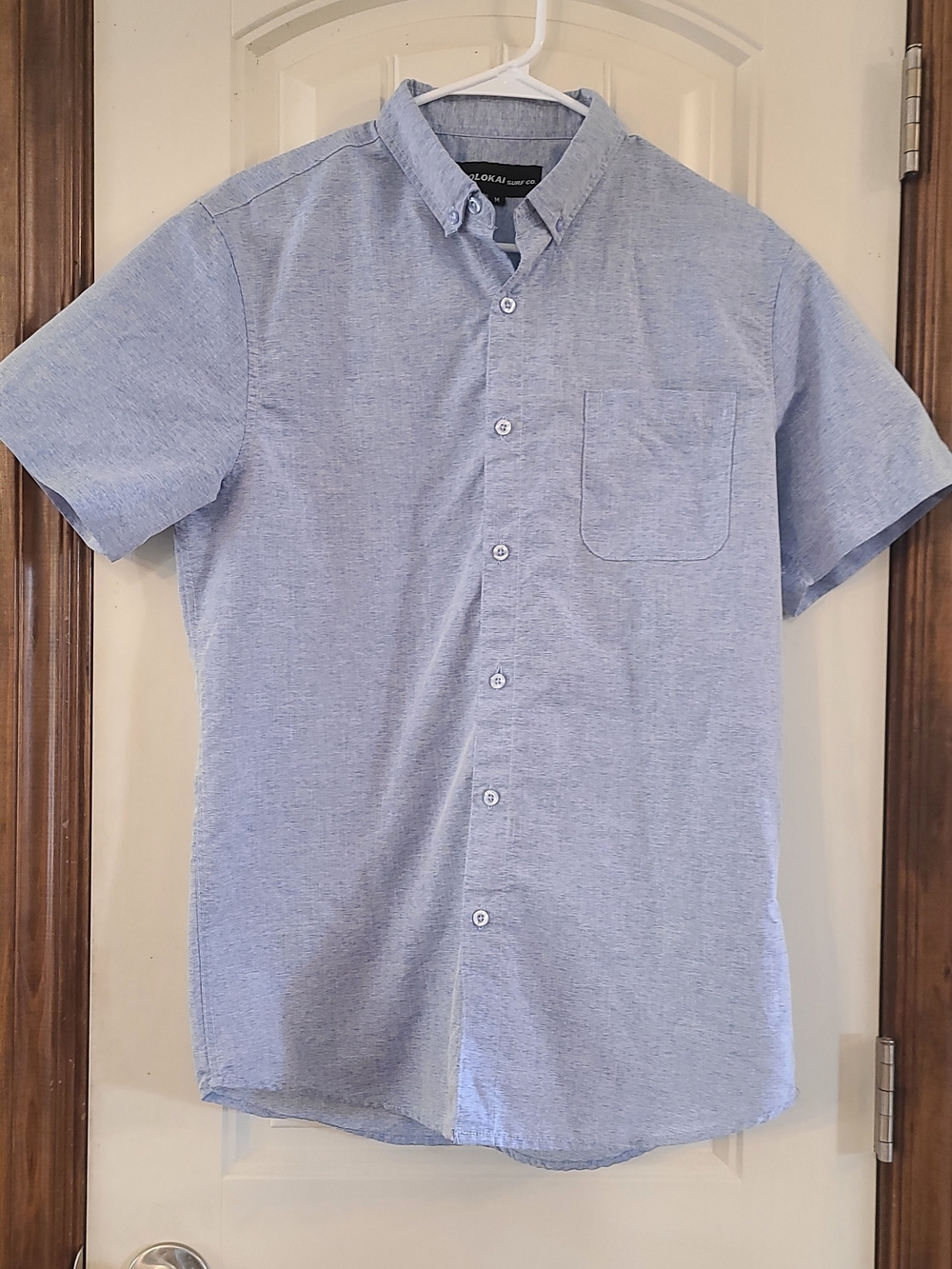 Molokai Men’s Casual Short-Sleeve Button-Down Shirt in Light Blue Size M